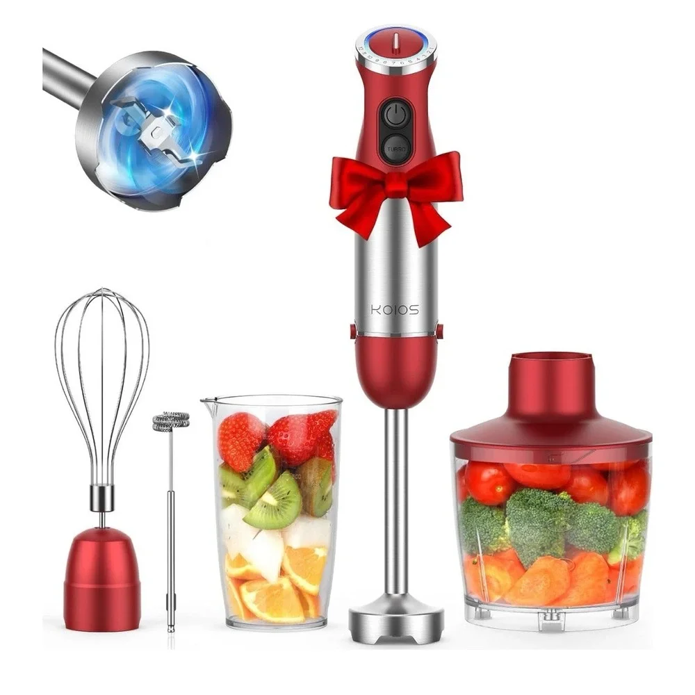 KOIOS 800W 4-in-1 Multifunctional Hand Immersion Blender 12 Speed Red HB-2046 - Picture 11 of 11